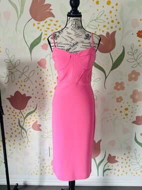 Forever New Hot Pink Bustier Midi Dress